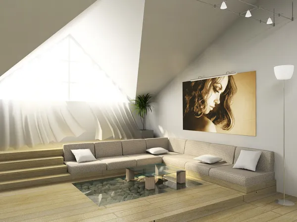 3D moderní interiér — Stock fotografie