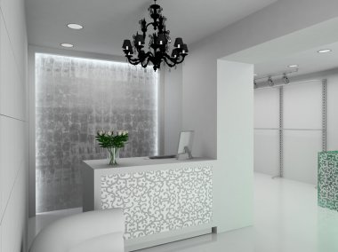 3D render modern interior of shop clipart