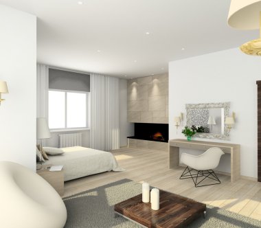 Modern interior. 3D render clipart