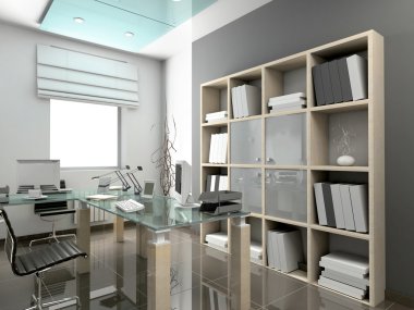 3D render modern office clipart