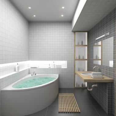 3D render interior of bathroom clipart