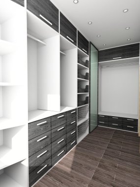 Big closet in home interior clipart