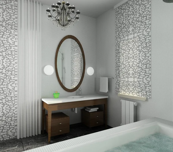 浴室。现代的室内设计 — 图库照片
