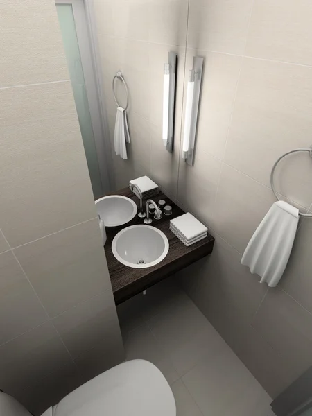 3D render modern interior of toilet — Stock Photo, Image