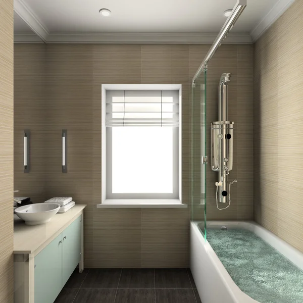 3d 呈现现代室内的浴室 — 图库照片