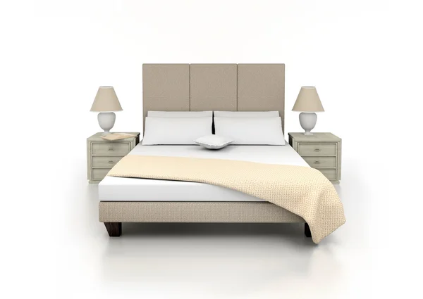 Кровать изолирована на белом фоне — стоковое фото