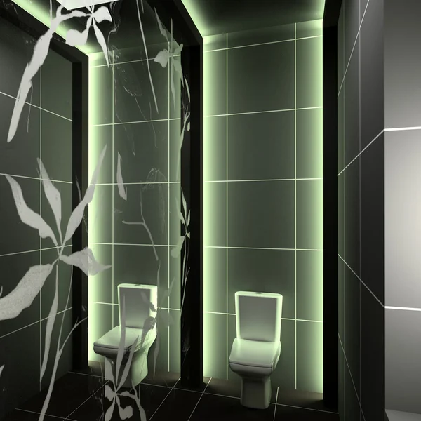 3D Render Innenraum der Toilette — Stockfoto