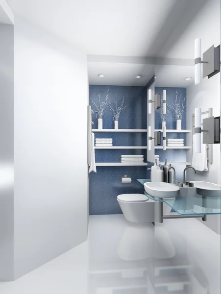 3D καθιστούν μοντέρνους εσωτερικούς χώρους της τουαλέτας — Φωτογραφία Αρχείου