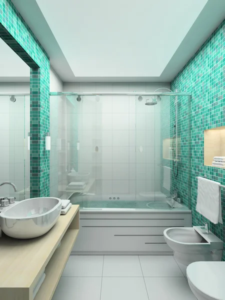 목욕탕의 3d 렌더링 현대 인테리어 — 스톡 사진