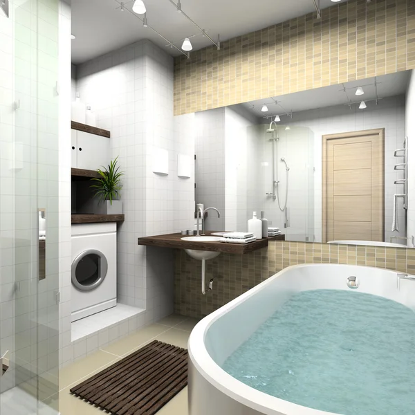 Nowoczesna łazienka. 3D render — Zdjęcie stockowe