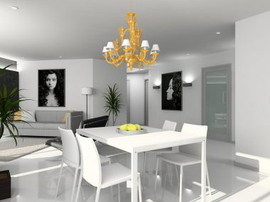 3D Interioir of modern living-room clipart