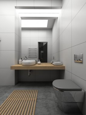 3D render tuvalet modern iç