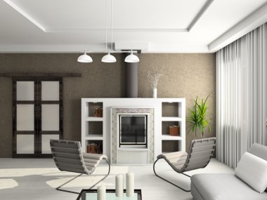 3D render interior of living-room clipart