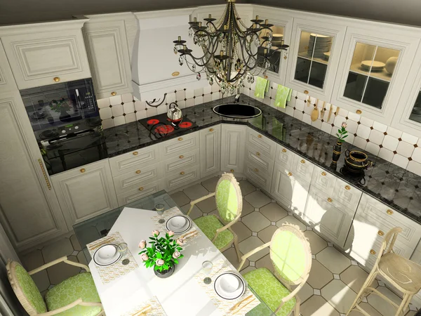 Kuchyně s klasickým nábytkem — Stock fotografie
