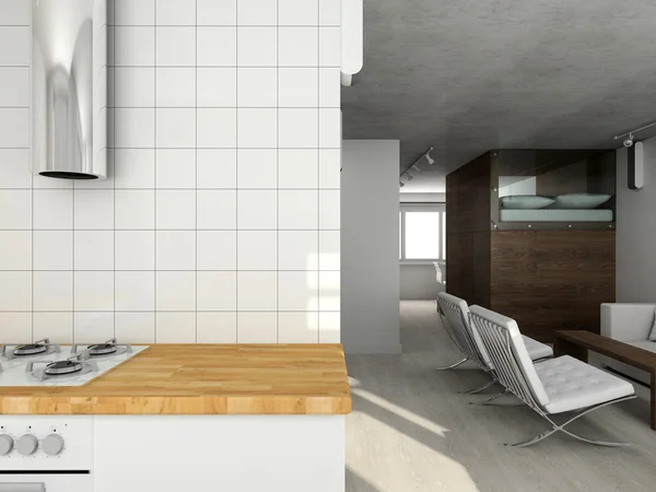 3d interioir 的现代客厅 — 图库照片