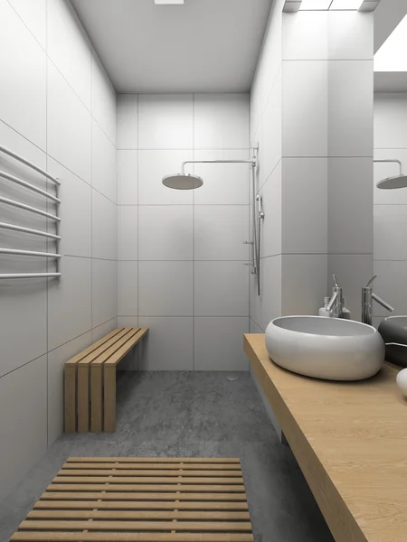 3d 呈现现代室内的厕所 — 图库照片