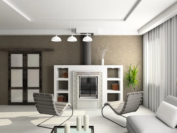 3D renderizar interior de la sala de estar —  Fotos de Stock
