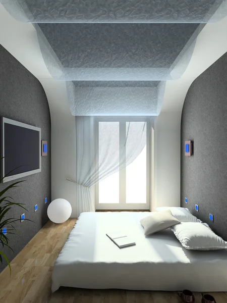 3D render iç yatak odası — Stok fotoğraf