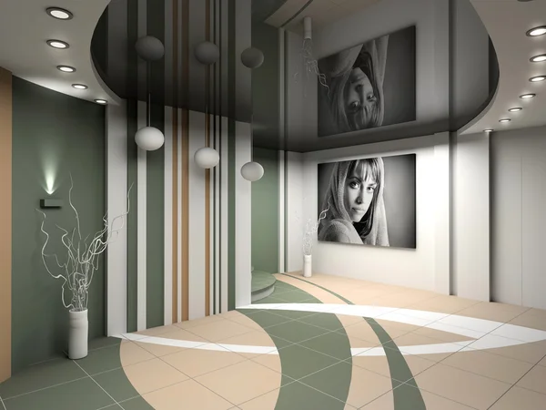 3D render modern iç salon — Stok fotoğraf