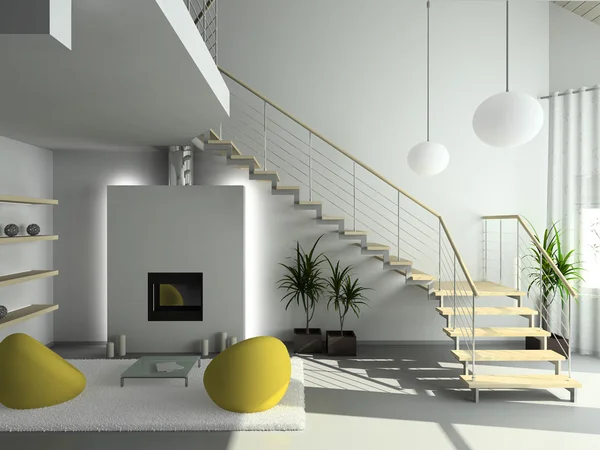 3D renderizar interior da sala de estar — Fotografia de Stock