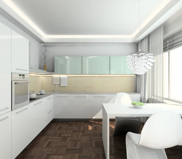 3d 呈现现代室内的厨房 — 图库照片