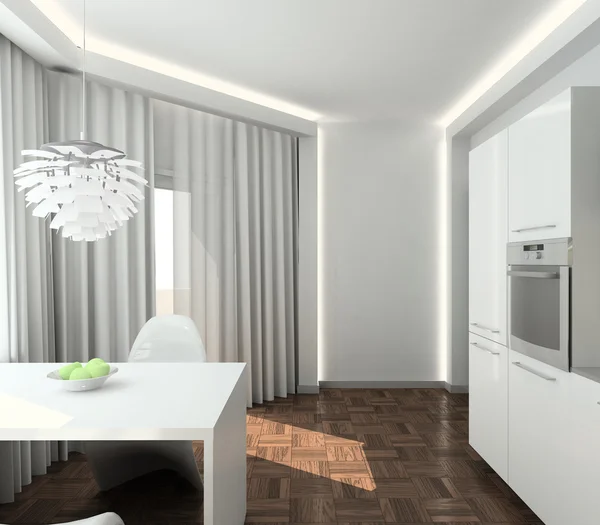 Rendere 3D interni moderni della cucina — Foto Stock