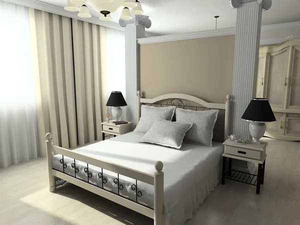 3d rendern modernes Interieur des Schlafzimmers — Stockfoto