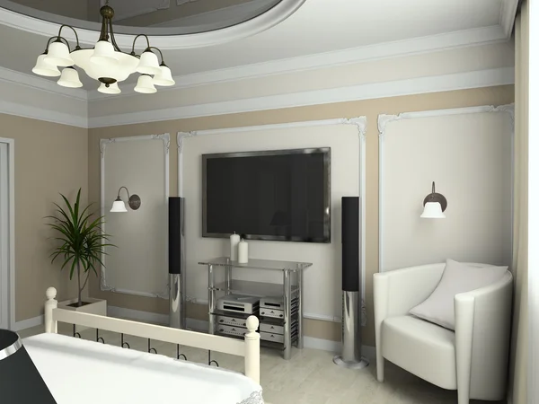3d 呈现现代室内装饰的卧室 — 图库照片