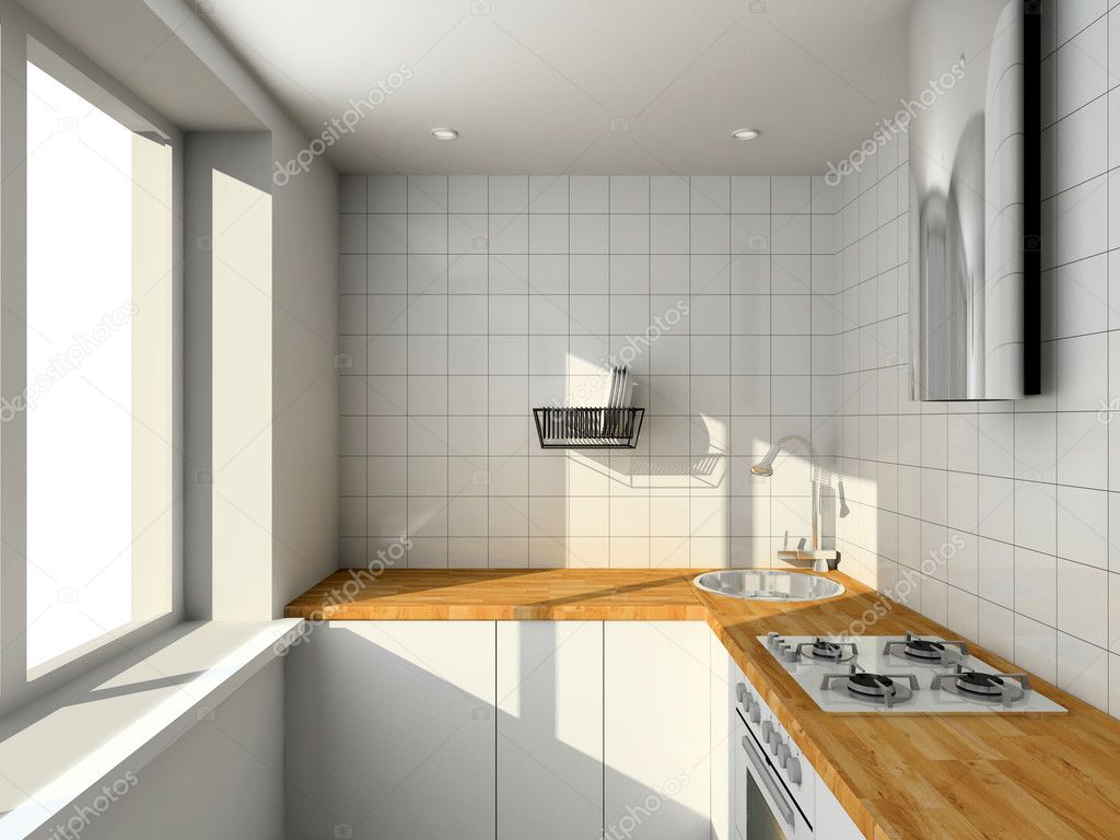 3D Interioir of modern kitchen