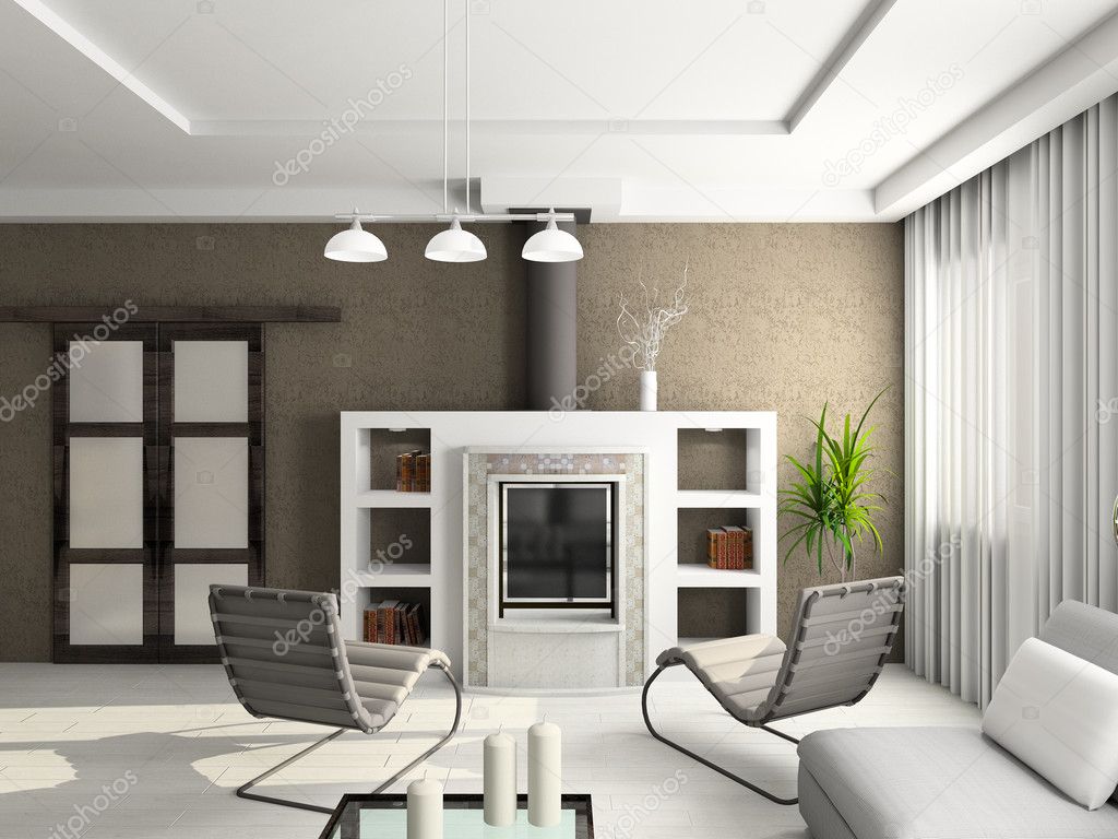 3D render interior of living-room
