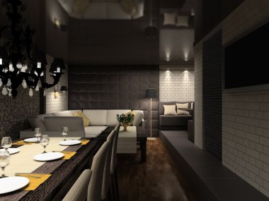 3D render modern interior of cafe clipart