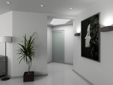 Modern interior. 3D render clipart