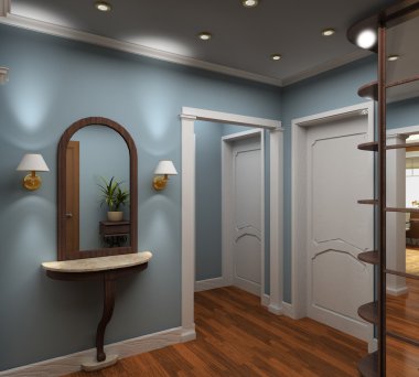 3D render interior of vestibule clipart