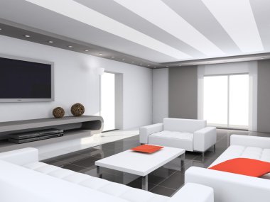 3D render modern iç oturma odası