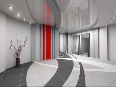 3D render modern interior of hall clipart