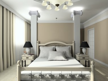 3D render modern interior of bedroom clipart