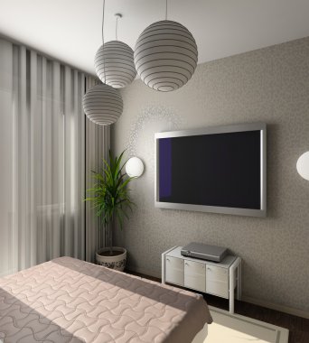 Modern interior. 3D render clipart