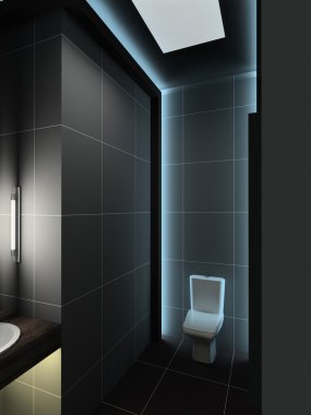 3D render tuvalet modern iç