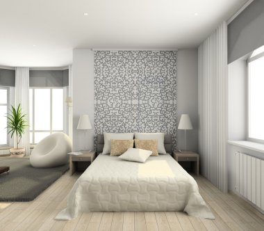 Modern interior. 3D render clipart