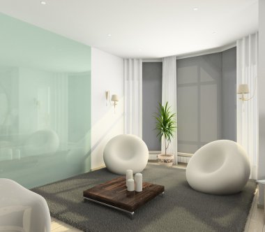 3D Interioir of modern living-room clipart