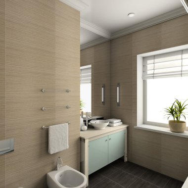 3D render modern interior of bathroom clipart