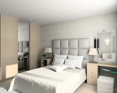 3D render iç yatak odası