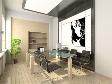 3d design of modern office. clipart