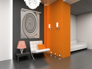 3D modern interior clipart