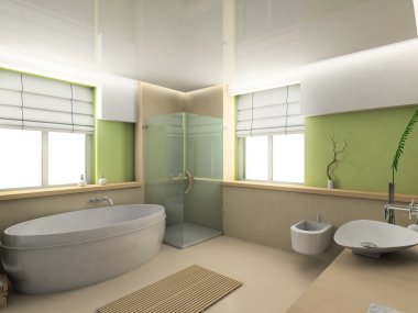 3D render interior of bathroom clipart