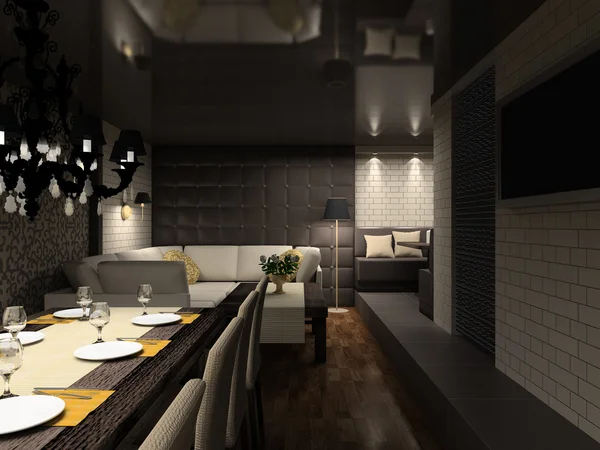 3D render modern interior of cafe — Stock Photo, Image
