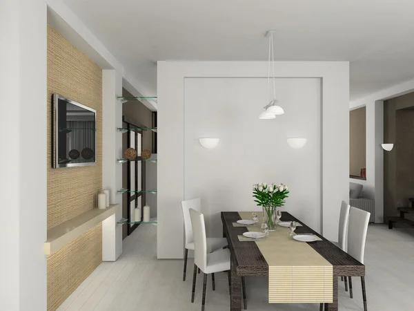 3D render modern interior of dining-room — Stock Photo, Image