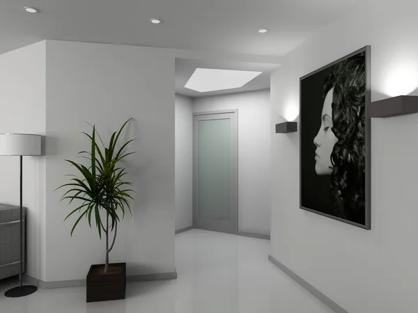 Modern interiör. 3D render — Stockfoto