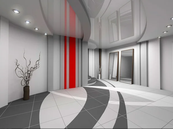 3D rendre intérieur moderne de hall — Photo