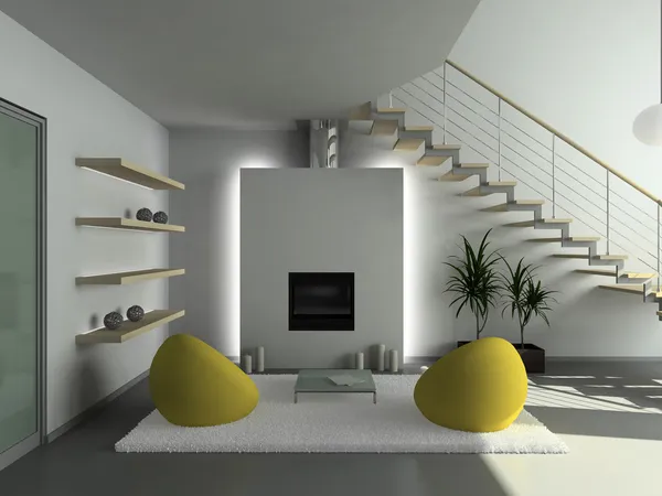 3D renderizar interior moderno da sala de estar — Fotografia de Stock